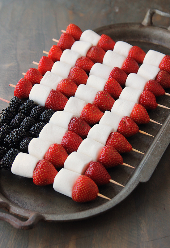 Patriotic Marshmallow Fruit Skewers