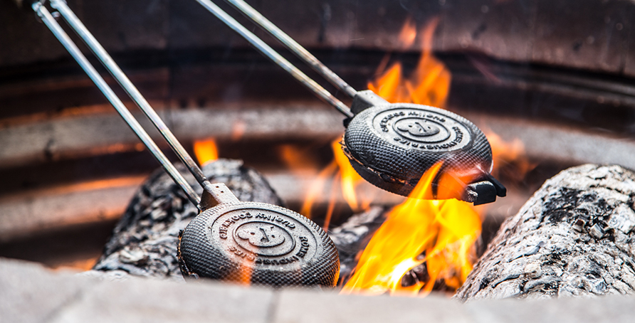 Smores Pudgy Pies over Fire