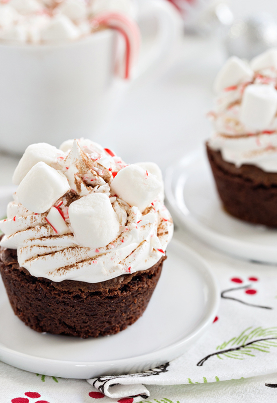 Recipe for Marshmallow Peppermint Cocoa Brownie Cups