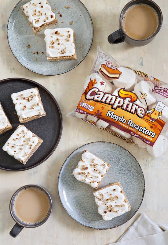 Frosted Maple Cinnamon Marshmallow Treats with Maple Roasters