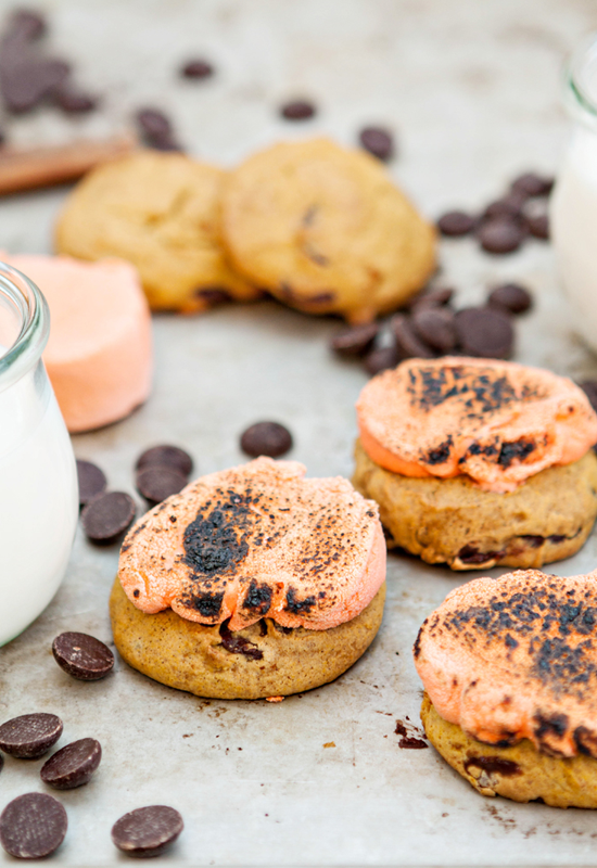 Pumpkin Chocolate Chip Cookie S’mores Campfire Marshmallows