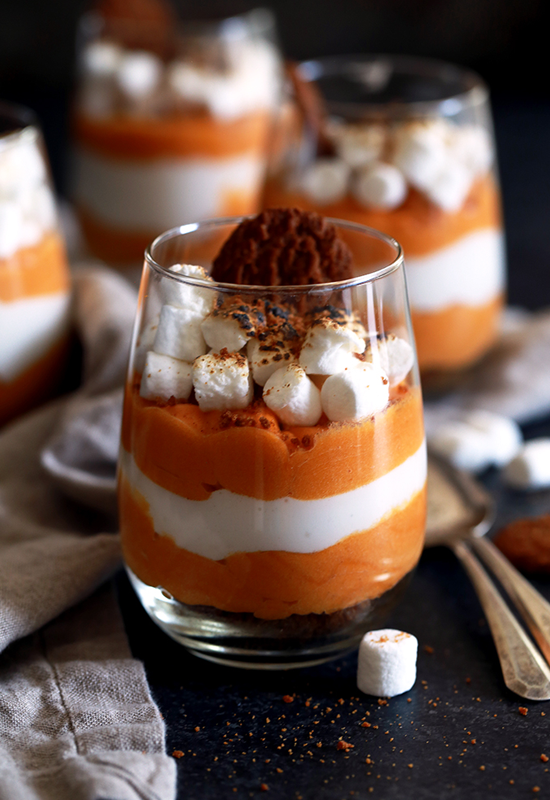 Gingersnap Sweet Potato Mousse with Homemade Marshmallow Fluff