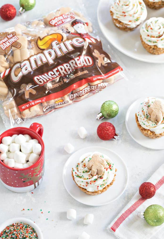 Gingerbread Marshmallow Treats with Campfire Marshmallows