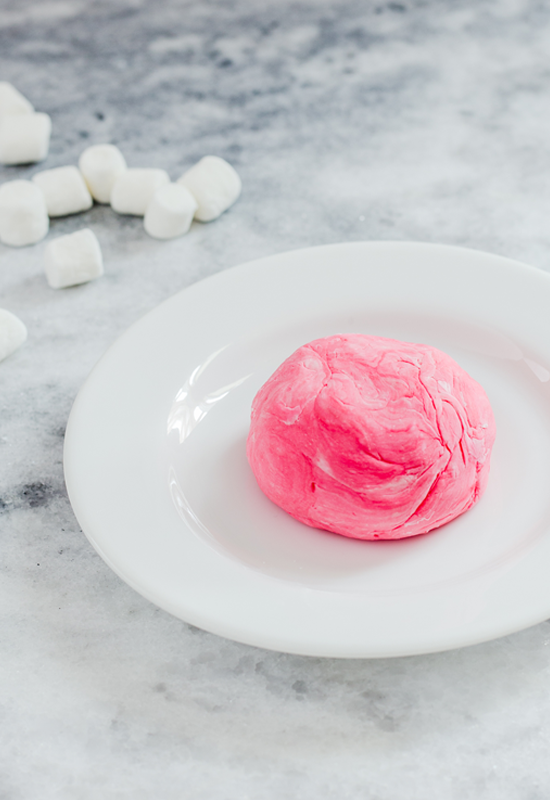 Pink marshmallow dough with mini marshmallows