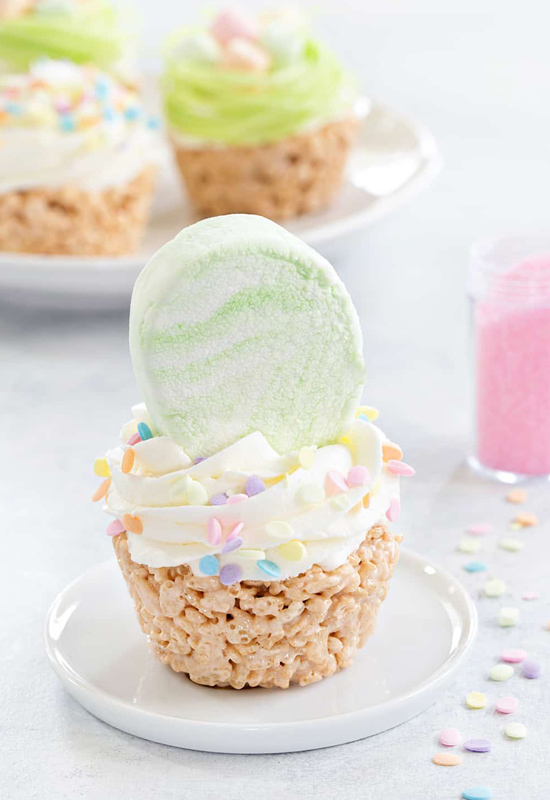 Marshmallow Treat Cupcake with frosting and EggSwirler