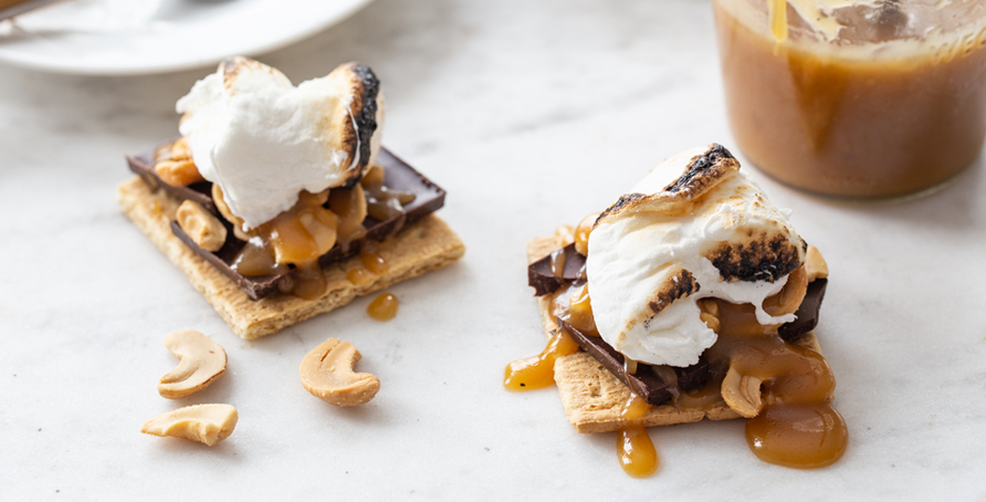 S'mores with caramel and cashews added