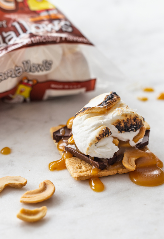 Caramel Cashew S'mores with Campfire marshmallows