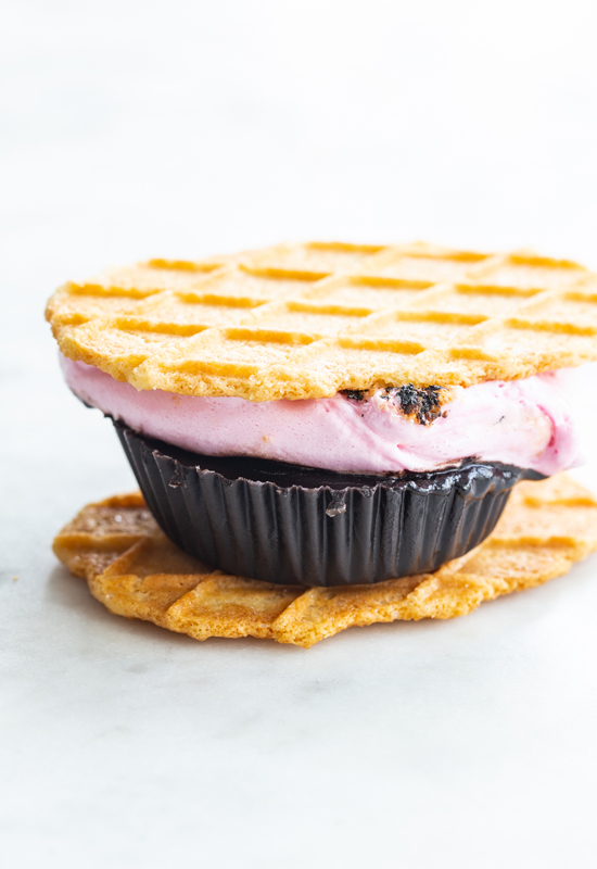 s'more with almond butter cup and cherry marshmallow