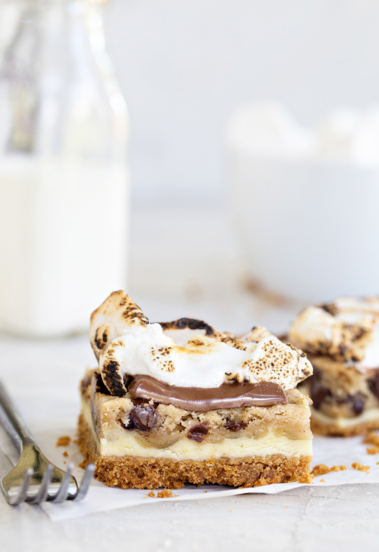 Cookie Dough Cheesecake with smore on top