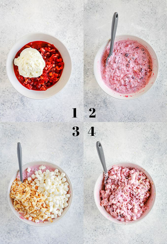 step by step photos of how to make cranberry millionaire salad