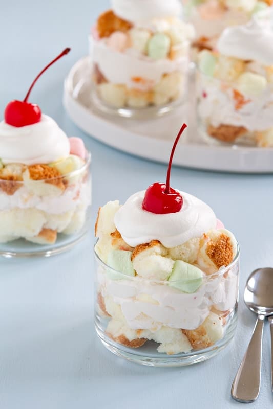 ambrosia trifle desserts in glass dishes