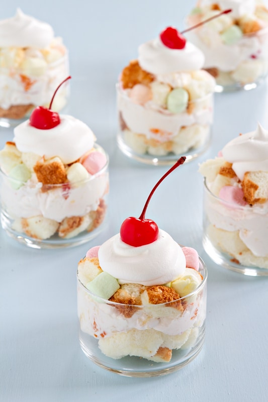 group of ambrosia trifles for dessert